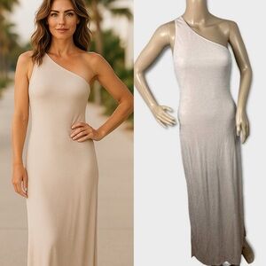 NWT Show Me Your Mumu One Shoulder Pink Cream Sparkle Maxi Dress Bridesmaid Gown